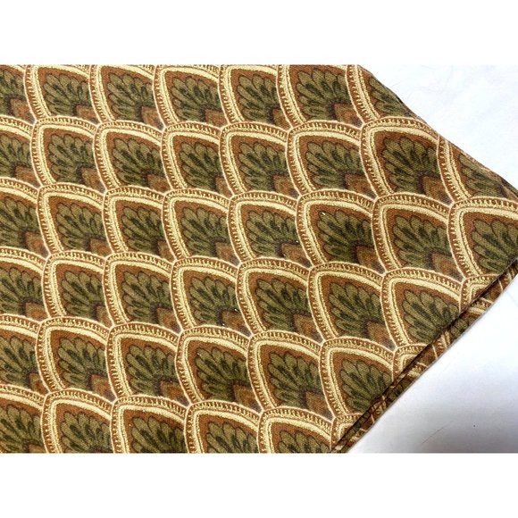 Vintage Handmade Valance Short Curtain Brown Scale Scallop Print Luxury Custom